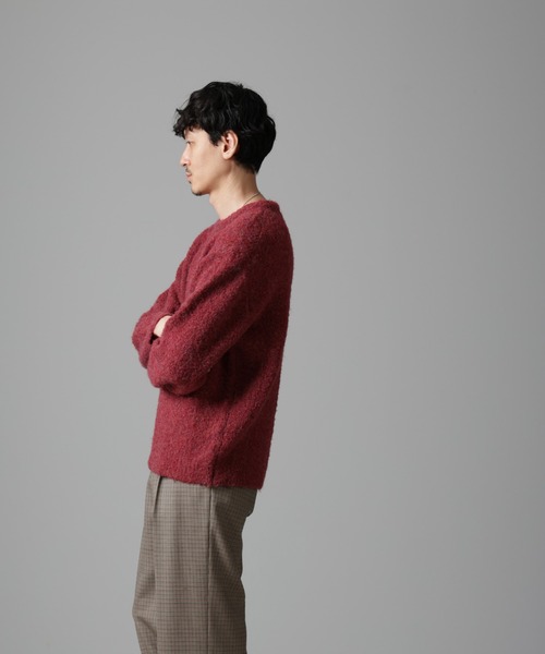NANO universe（ナノユニバース）の「ウールミックスブークレニット（ニット/セーター・メンズ・アイボリー/ブラウン/グリーン/バーガンディー・S/M/L）」の16枚目の写真