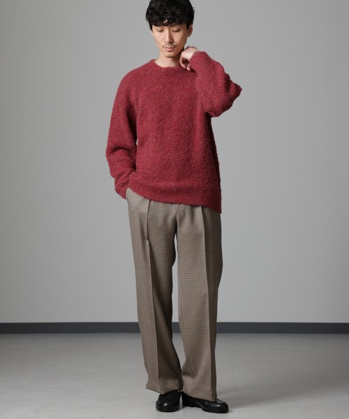 NANO universe（ナノユニバース）の「ウールミックスブークレニット（ニット/セーター・メンズ・アイボリー/ブラウン/グリーン/バーガンディー・S/M/L）」の18枚目の写真