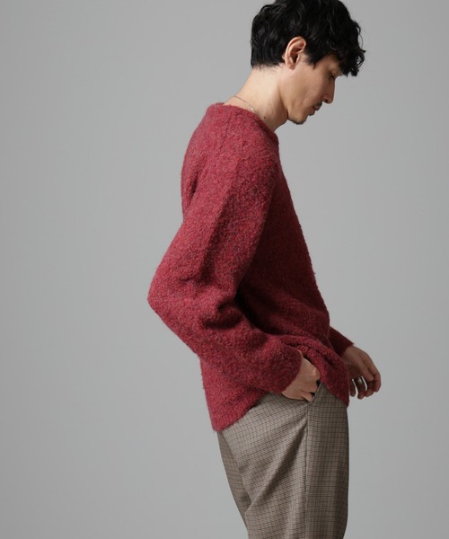 NANO universe（ナノユニバース）の「ウールミックスブークレニット（ニット/セーター・メンズ・アイボリー/ブラウン/グリーン/バーガンディー・S/M/L）」の15枚目の写真