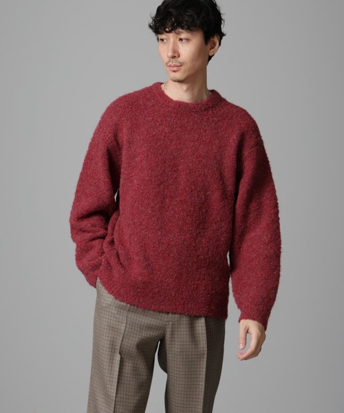 NANO universe（ナノユニバース）の「ウールミックスブークレニット（ニット/セーター・メンズ・アイボリー/ブラウン/グリーン/バーガンディー・S/M/L）」の13枚目の写真