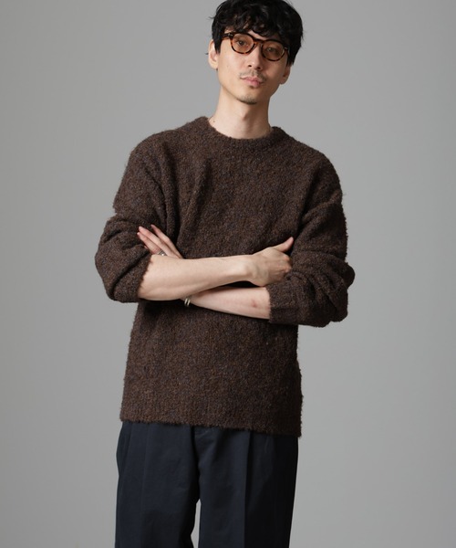 NANO universe（ナノユニバース）の「ウールミックスブークレニット（ニット/セーター・メンズ・アイボリー/ブラウン/グリーン/バーガンディー・S/M/L）」の22枚目の写真