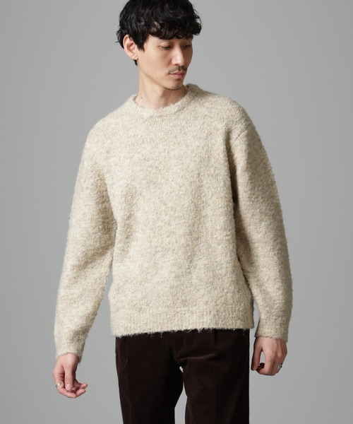 NANO universe（ナノユニバース）の「ウールミックスブークレニット（ニット/セーター・メンズ・アイボリー/ブラウン/グリーン/バーガンディー・S/M/L）」の5枚目の写真