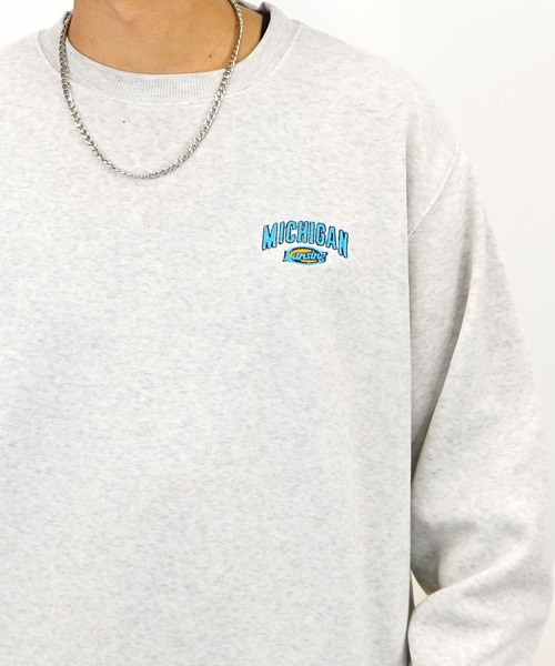 Burner（バーナー）の「【GROOVY STORE】アメカジ裏起毛スウェットクルー（スウェット・メンズ・スミクロ/モカ/ホワイト/杢グレー/ダークグリーン/ブルーパープル/ライトブラック/ネイビー/ブラック/ブルー系その他2/ホワイト×グレー/ブルー・LL/M/L）」の2枚目の写真