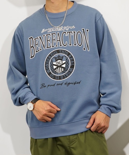 Burner（バーナー）の「【GROOVY STORE】アメカジ裏起毛スウェットクルー（スウェット・メンズ・スミクロ/モカ/ホワイト/杢グレー/ダークグリーン/ブルーパープル/ライトブラック/ネイビー/ブラック/ブルー系その他2/ホワイト×グレー/ブルー・LL/M/L）」の10枚目の写真