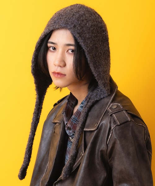 an meets zakka（アンミツザッカ）の「an meets zakka モコモコ起毛ニットフード帽（ニットキャップ/ビーニー・レディース・グレー/ブラック/アイボリー/ブラウン・ONESIZE）」の3枚目の写真