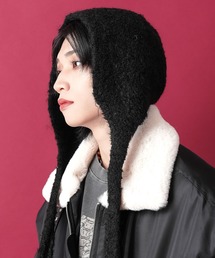 an meets zakka | an meets zakka モコモコ起毛ニットフード帽(ニットキャップ/ビーニー)