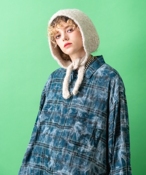 an meets zakka（アンミツザッカ）の「an meets zakka モコモコ起毛ニットフード帽（ニットキャップ/ビーニー・レディース・グレー/ブラック/アイボリー/ブラウン・ONESIZE）」の6枚目の写真