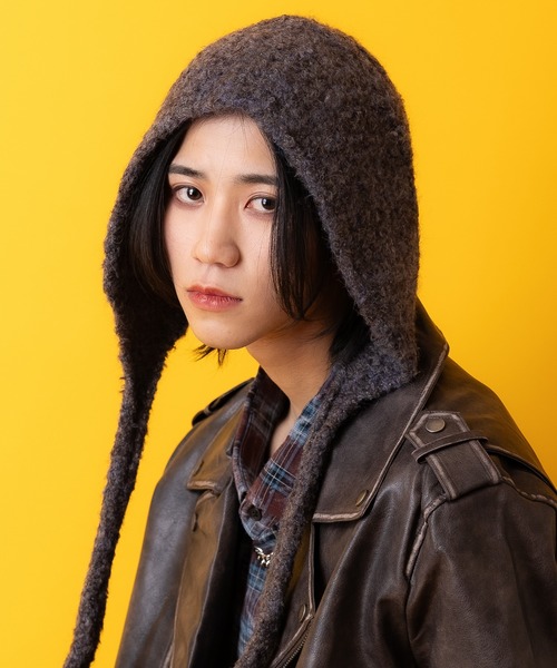 an meets zakka（アンミツザッカ）の「an meets zakka モコモコ起毛ニットフード帽（ニットキャップ/ビーニー・レディース・グレー/ブラック/アイボリー/ブラウン・ONESIZE）」の13枚目の写真