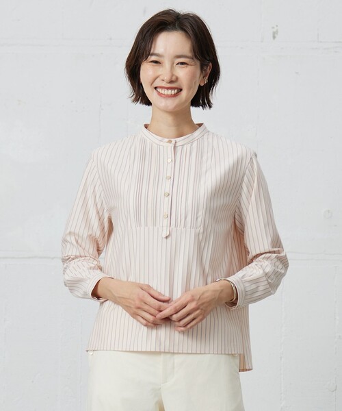 J.PRESS(ジェイプレス)の「ストライプジャージー ピンタック カットソー(Tシャツ/カットソー・レディース・ホワイト系1/ピンク系1/サックスブルー系1・MEDIUM/LARGE)」の3枚目の写真