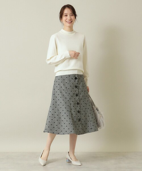 ITS'DEMO（イッツデモ）の「◆【後ろウエストゴム／手洗い可】ヘリンボーンスカート（スカート・レディース・ブラック系1/グレー系/グレー系1・00）」の9枚目の写真