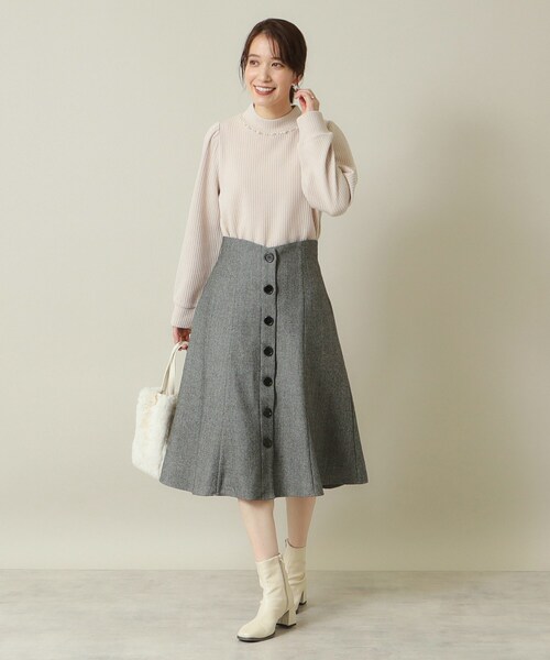 ITS'DEMO（イッツデモ）の「◆【後ろウエストゴム／手洗い可】ヘリンボーンスカート（スカート・レディース・ブラック系1/グレー系/グレー系1・00）」の13枚目の写真