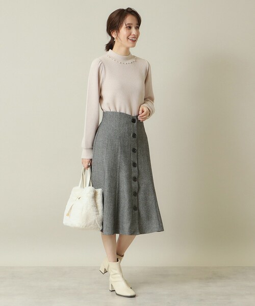 ITS'DEMO（イッツデモ）の「◆【後ろウエストゴム／手洗い可】ヘリンボーンスカート（スカート・レディース・ブラック系1/グレー系/グレー系1・00）」の14枚目の写真