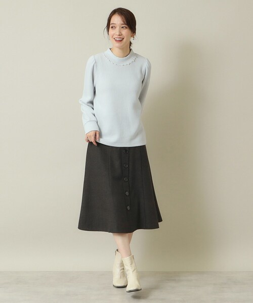 ITS'DEMO（イッツデモ）の「◆【後ろウエストゴム／手洗い可】ヘリンボーンスカート（スカート・レディース・ブラック系1/グレー系/グレー系1・00）」の5枚目の写真