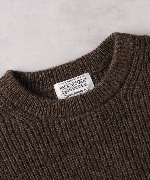 BACK NUMBER(バックナンバー)の「BACK NUMBER(バックナンバー)「BritishWool」l畔編みクルーネックニット(ニット/セーター・メンズ・ブラウン/ブラック/オフホワイト/ネイビー・M/L/XL)」の10枚目の写真