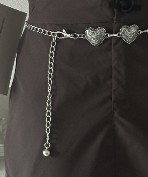 【新品・未使用】thevirginsチェーンベルト シルバー　ハートチェーン セール】ハートモチーフシルバーチェーンベルト（ベルト