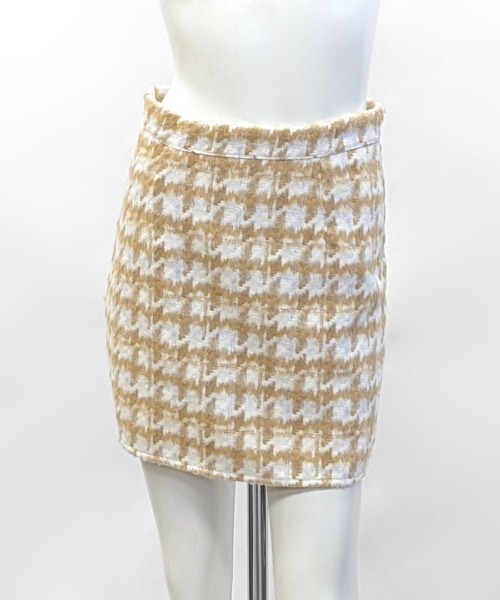 REMUR(レミュール)の「ハイウエストミニスカート 千鳥格子柄(スカート・レディース・ベージュ/ブラック・L/S/M)」の9枚目の写真