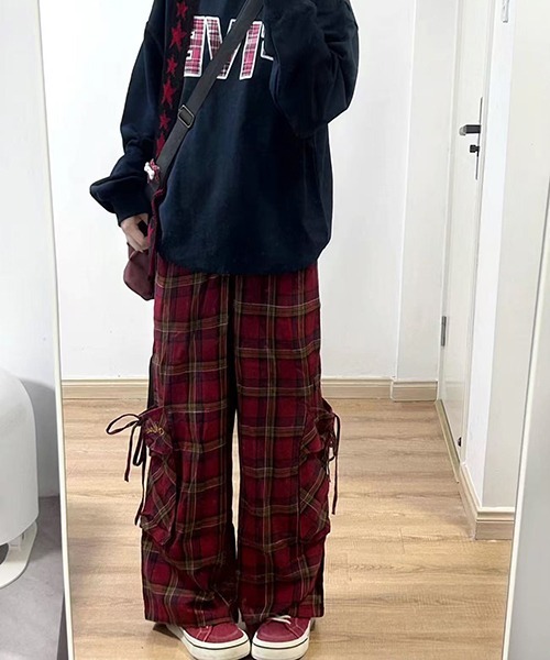 gossip!ロサンゼルス(ゴシップロサンゼルス)の「Y2K ルーズシルエット パンツ チェック柄 ポケット付き(その他パンツ・レディース・レッド/イエロー・L/S/M)」の5枚目の写真