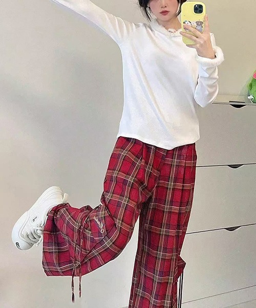 gossip!ロサンゼルス(ゴシップロサンゼルス)の「Y2K ルーズシルエット パンツ チェック柄 ポケット付き(その他パンツ・レディース・レッド/イエロー・L/S/M)」の8枚目の写真