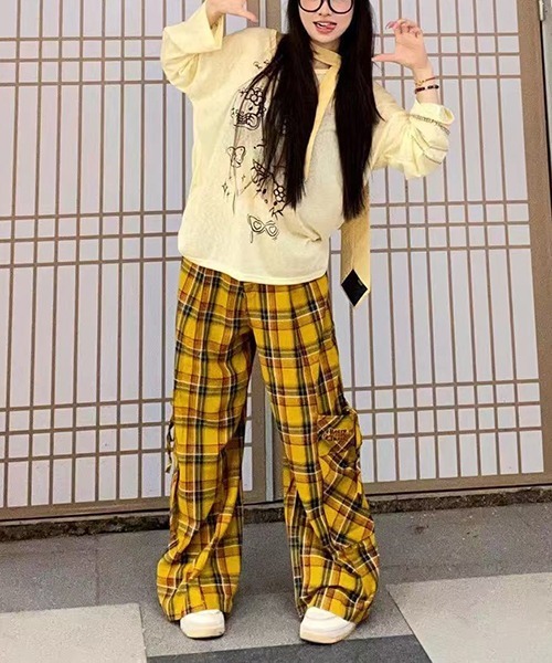 gossip!ロサンゼルス(ゴシップロサンゼルス)の「Y2K ルーズシルエット パンツ チェック柄 ポケット付き(その他パンツ・レディース・レッド/イエロー・L/S/M)」の10枚目の写真