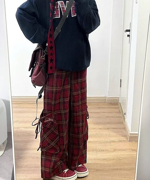 gossip!ロサンゼルス(ゴシップロサンゼルス)の「Y2K ルーズシルエット パンツ チェック柄 ポケット付き(その他パンツ・レディース・レッド/イエロー・L/S/M)」の6枚目の写真