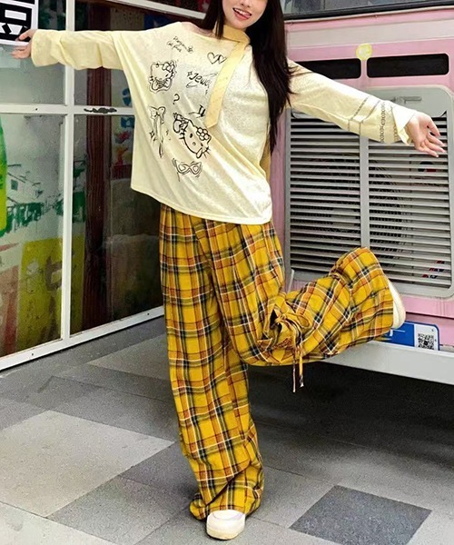 gossip!ロサンゼルス(ゴシップロサンゼルス)の「Y2K ルーズシルエット パンツ チェック柄 ポケット付き(その他パンツ・レディース・レッド/イエロー・L/S/M)」の13枚目の写真