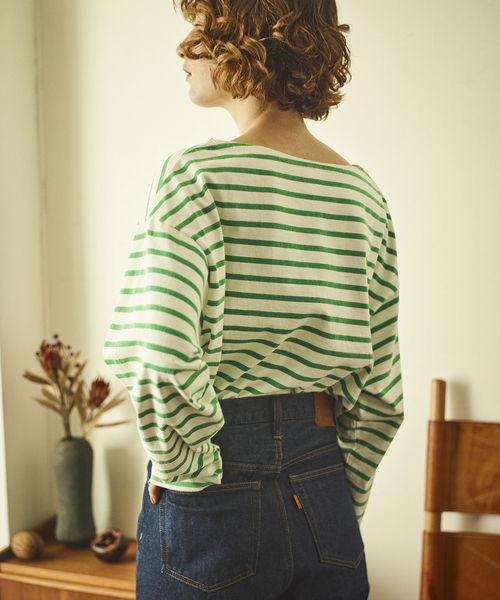 OUTDOOR PRODUCTS（アウトドアプロダクツ）の「VINTAGE LIKE ボーダー ボートネックロンT（Tシャツ/カットソー・レディース・ピンク/グリーン/ブルー系その他/ブラック・FREE）」の18枚目の写真