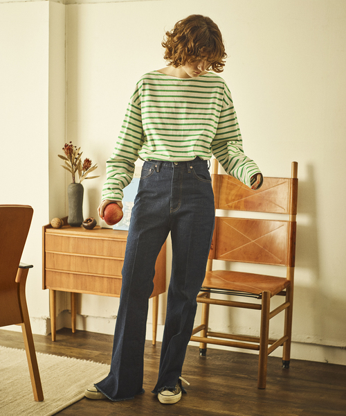 OUTDOOR PRODUCTS（アウトドアプロダクツ）の「VINTAGE LIKE ボーダー ボートネックロンT（Tシャツ/カットソー・レディース・ピンク/グリーン/ブルー系その他/ブラック・FREE）」の19枚目の写真