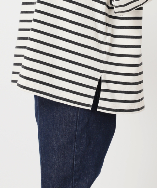 OUTDOOR PRODUCTS（アウトドアプロダクツ）の「VINTAGE LIKE ボーダー ボートネックロンT（Tシャツ/カットソー・レディース・ピンク/グリーン/ブルー系その他/ブラック・FREE）」の8枚目の写真