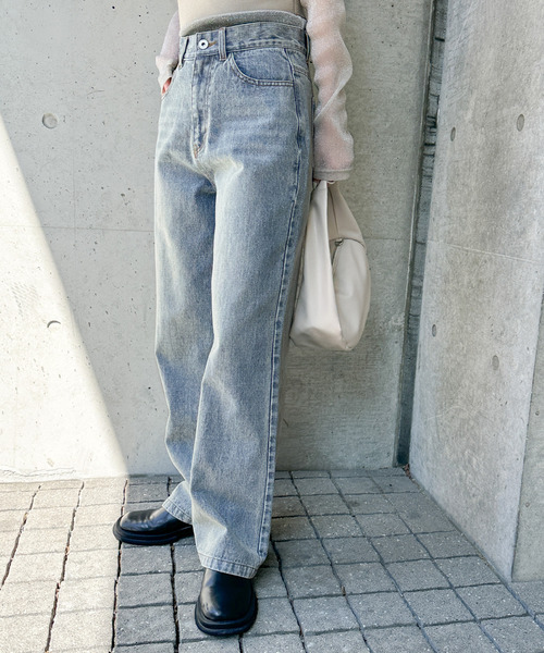 select MOCA（セレクトモカ）の「ハイウエストストレートデニムパンツ（デニムパンツ・レディース・ブラック/インディゴブルー/ライトインディゴブルー・MEDIUM/LARGE/SMALL）」の3枚目の写真