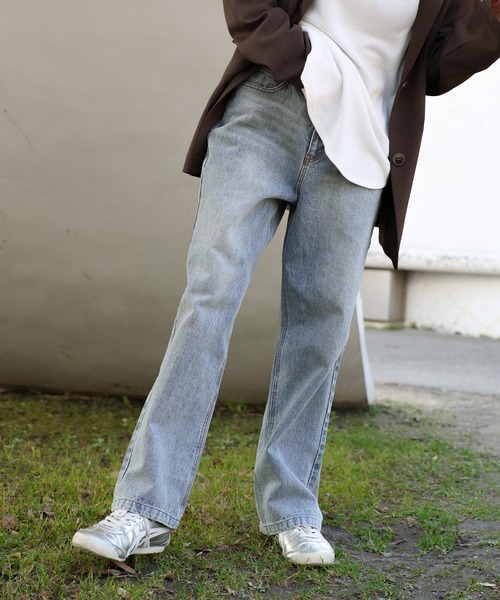 select MOCA（セレクトモカ）の「ハイウエストストレートデニムパンツ（デニムパンツ・レディース・ブラック/インディゴブルー/ライトインディゴブルー・MEDIUM/LARGE/SMALL）」の7枚目の写真