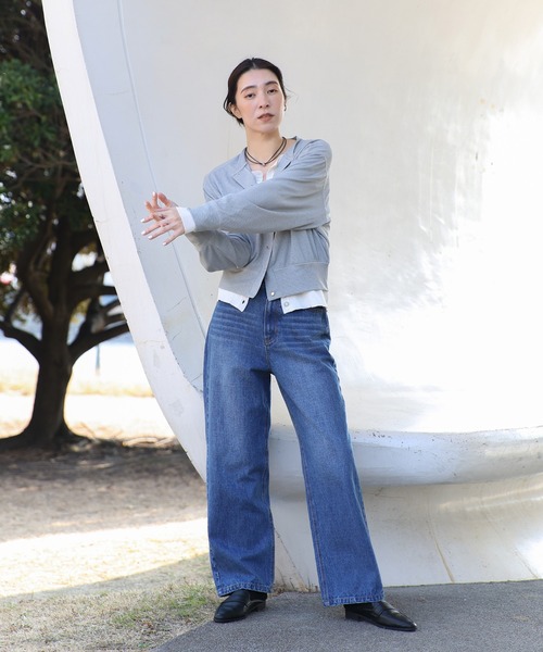 select MOCA（セレクトモカ）の「ハイウエストストレートデニムパンツ（デニムパンツ・レディース・ブラック/インディゴブルー/ライトインディゴブルー・MEDIUM/LARGE/SMALL）」の6枚目の写真