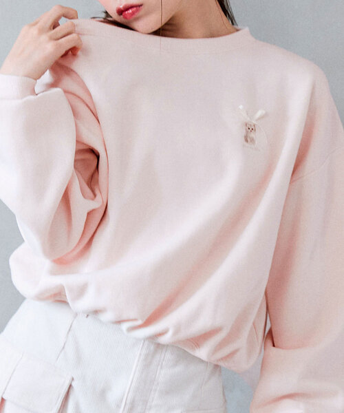 OLIVE des OLIVE(オリーブデオリーブ)の「ネコ刺繍ワンショルスウェット(Tシャツ/カットソー・レディース・オートミール/ピンク/ブラウン/ネイビー・FREE)」の22枚目の写真