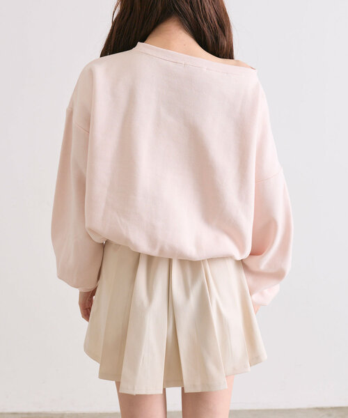 OLIVE des OLIVE(オリーブデオリーブ)の「ネコ刺繍ワンショルスウェット(Tシャツ/カットソー・レディース・オートミール/ピンク/ブラウン/ネイビー・FREE)」の17枚目の写真