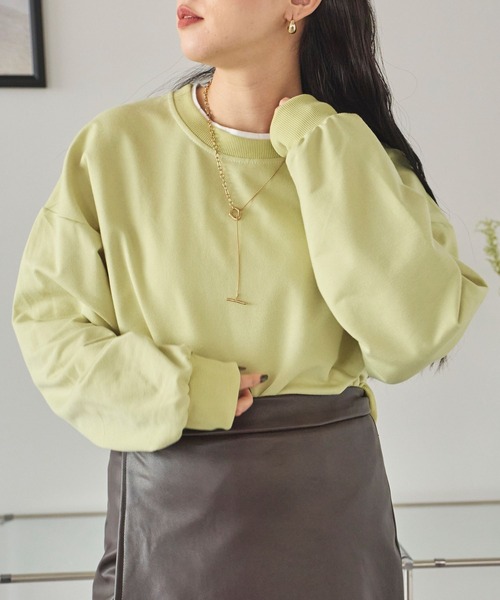 LinoU.(リノユー)の「フェイクレイヤードスウェットプルオーバー(Tシャツ/カットソー・レディース・イエロー系その他/ブラック/グレー・XL/L/M)」の3枚目の写真