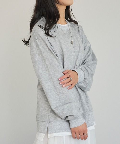 LinoU.(リノユー)の「フェイクレイヤードスウェットプルオーバー(Tシャツ/カットソー・レディース・イエロー系その他/ブラック/グレー・XL/L/M)」の1枚目の写真