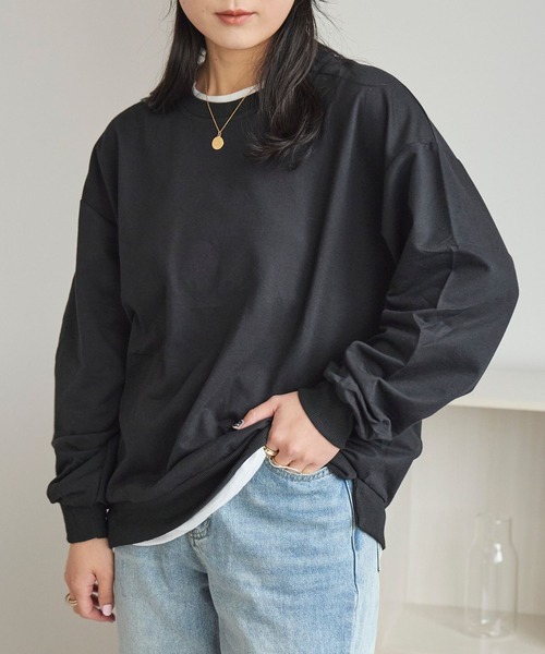 LinoU.(リノユー)の「フェイクレイヤードスウェットプルオーバー(Tシャツ/カットソー・レディース・イエロー系その他/ブラック/グレー・XL/L/M)」の4枚目の写真