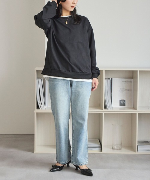 LinoU.(リノユー)の「フェイクレイヤードスウェットプルオーバー(Tシャツ/カットソー・レディース・イエロー系その他/ブラック/グレー・XL/L/M)」の5枚目の写真
