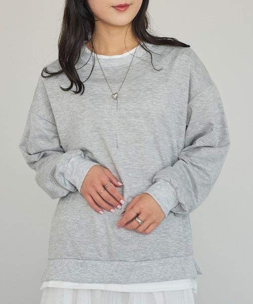 LinoU.(リノユー)の「フェイクレイヤードスウェットプルオーバー(Tシャツ/カットソー・レディース・イエロー系その他/ブラック/グレー・XL/L/M)」の8枚目の写真