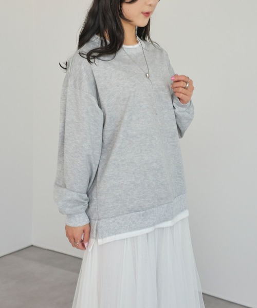 LinoU.(リノユー)の「フェイクレイヤードスウェットプルオーバー(Tシャツ/カットソー・レディース・イエロー系その他/ブラック/グレー・XL/L/M)」の11枚目の写真