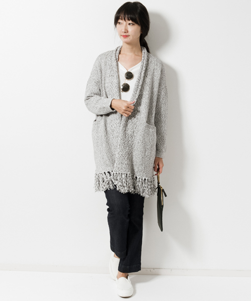 navasana（ナバアサナ）の「navasanaリリーヤーンフリンジニットカーディガン/709-NSD-N161-KN034（カーディガン/ボレロ・レディース・グレー/ブルー・FREE）」の18枚目の写真