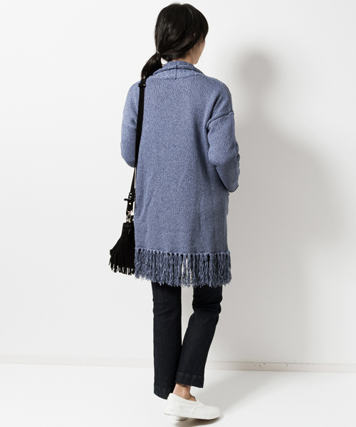navasana（ナバアサナ）の「navasanaリリーヤーンフリンジニットカーディガン/709-NSD-N161-KN034（カーディガン/ボレロ・レディース・グレー/ブルー・FREE）」の12枚目の写真