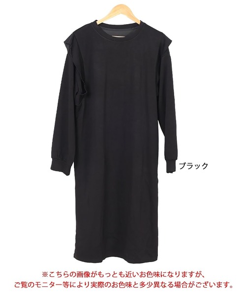 GOLDJAPAN(ゴールドジャパン)の「肩フリルスウェットワンピース【大きいサイズ対応】(ワンピース・レディース・ブラック・LL/3L/4L)」の17枚目の写真