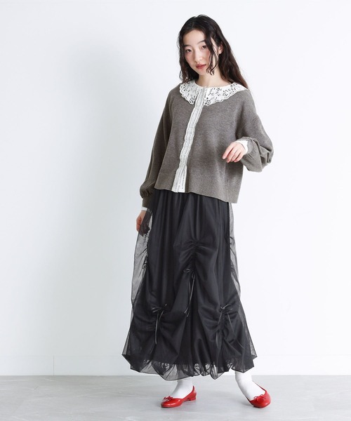 somari imagination（ソマリ イマジネーション）の「『レース襟ニットカーディガン』（カーディガン/ボレロ・レディース・ブルー/杢グレー・2/1）」の10枚目の写真