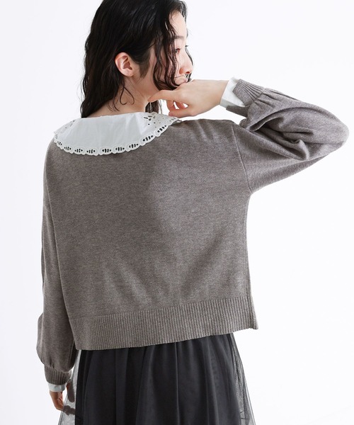 somari imagination（ソマリ イマジネーション）の「『レース襟ニットカーディガン』（カーディガン/ボレロ・レディース・ブルー/杢グレー・2/1）」の9枚目の写真