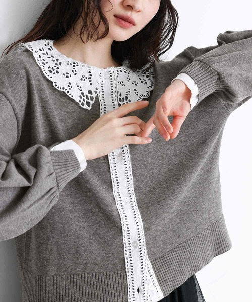 somari imagination（ソマリ イマジネーション）の「『レース襟ニットカーディガン』（カーディガン/ボレロ・レディース・ブルー/杢グレー・2/1）」の16枚目の写真