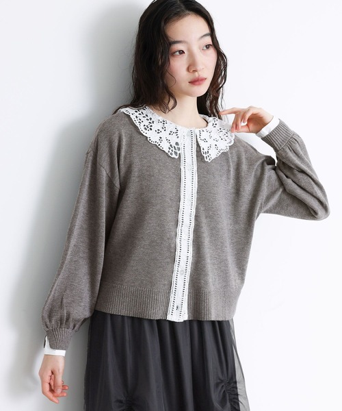 somari imagination（ソマリ イマジネーション）の「『レース襟ニットカーディガン』（カーディガン/ボレロ・レディース・ブルー/杢グレー・2/1）」の17枚目の写真