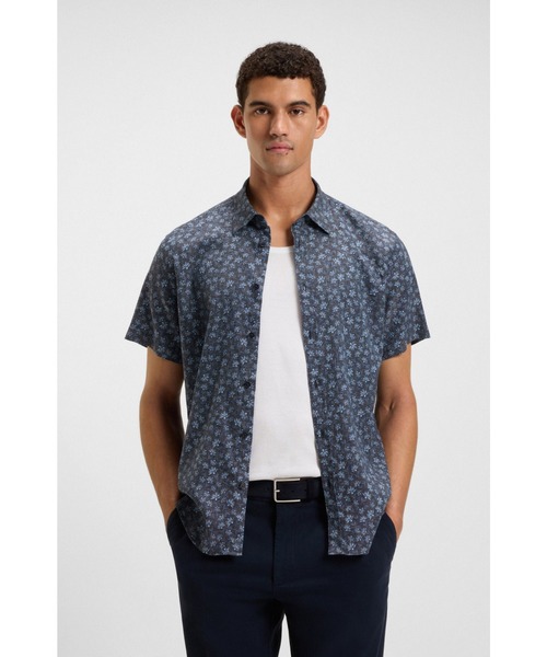 Слимфит футболка Floral Print Stretch Linen