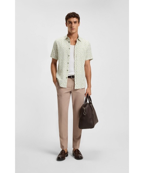 BOSS(ボス)の「スリムフィットシャツ フローラルプリント ストレッチリネン(シャツ/ブラウス・メンズ・ライトグリーン/ダークブルー・S/L/XL/M/XXL)」の5枚目の写真
