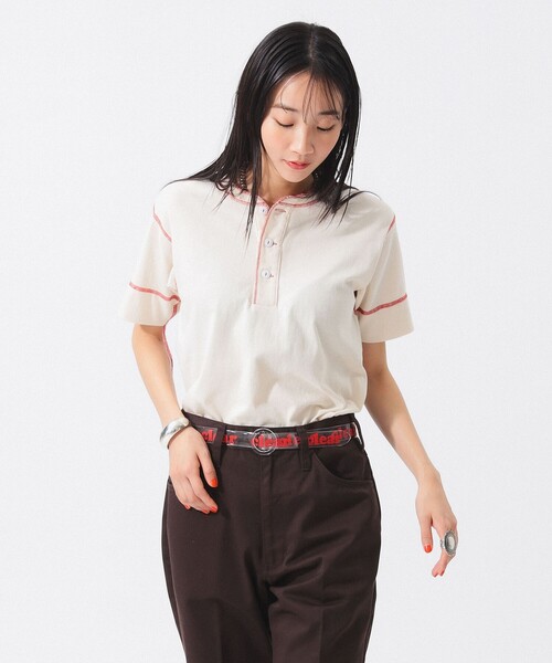 Healthknit(ヘルスニット)の「【別注】Healthknit / 70s ヘンリーネック ショートスリーブ(Tシャツ/カットソー・レディース・ブルー/レッド/ベージュ・ONE SIZE)」の16枚目の写真