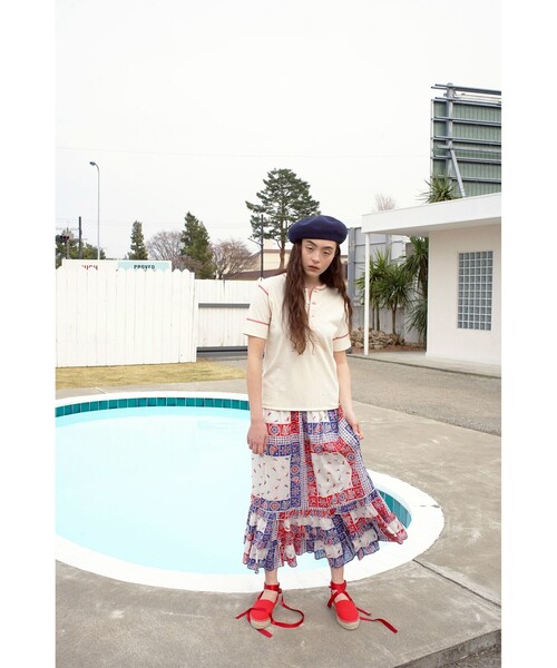 Healthknit(ヘルスニット)の「【別注】Healthknit / 70s ヘンリーネック ショートスリーブ(Tシャツ/カットソー・レディース・ブルー/レッド/ベージュ・ONE SIZE)」の18枚目の写真